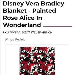 Disney Parks  Vera Bradley Blanket Painted  Alice In Wonderland  Retired NWOT
